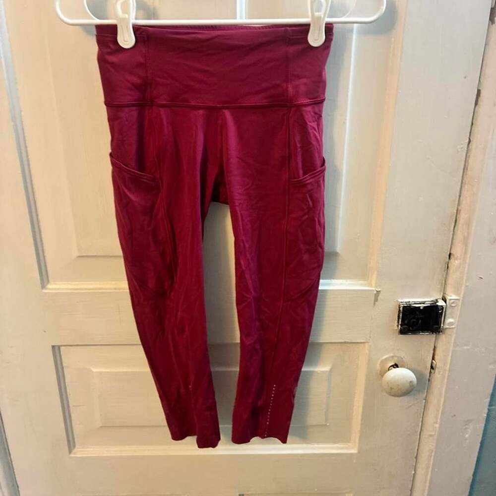 Lululemon Fast and Free High-Rise Crop Leggings 4 Burgundy